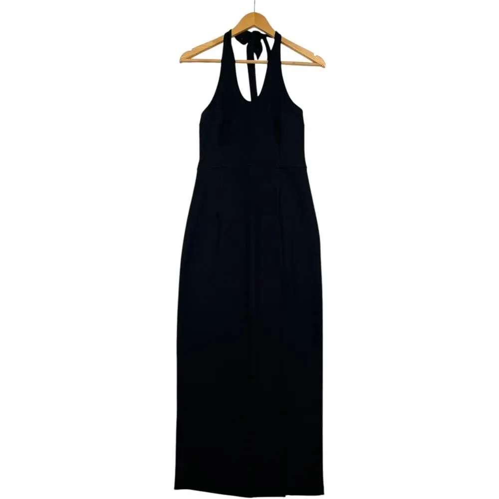 Abercrombie And Fitch Dress Womens Small Black Halter Knit Maxi Evening Formal
